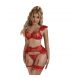 SUBBLIME 957506 CONJUNTO SUJETADOR Y LIGA DE ENCAJE ROJO S M