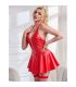 SUBBLIME 957728 VESTIDO DE CUERO CON CREMALLERA Y ENCAJE ROJO S M