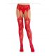 LEG AVENUE MEDIAS DE ENCAJE CON LIGAS ROJO
