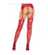 LEG AVENUE MEDIAS DE ENCAJE CON LIGAS ROJO