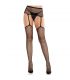 LEG AVENUE MEDIAS DE ENCAJE CON CRUZ Y PORTALIGAS NEGRO