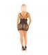 LEG AVENUE MINI VESTIDO CON ENCAJE DE CORAZONES NEGRO