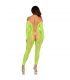 LEG AVENUE BODYSTOCKING SIN ENTREPIERNA DE ENCAJE DE SERPIENTE EXaTICA VERDE NEaN