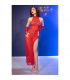 CHILIROSE CR 4853 VESTIDO ROJO DE ENCAJE CON GUANTES S M
