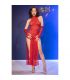 CHILIROSE CR 4853 VESTIDO ROJO DE ENCAJE CON GUANTES S M