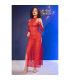 CHILIROSE CR 4853 VESTIDO ROJO DE ENCAJE CON GUANTES S M