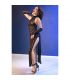 CHILIROSE CR 4853 VESTIDO NEGRO DE ENCAJE CON GUANTES S M