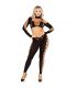 LEG AVENUE CROP TOP Y LEGGINGS CUT OUT SIN COSTURAS NEGRO