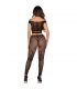 LEG AVENUE CROP TOP Y LEGGING DE REJILLA CON HOMBROS DESCUBIERTOS NEGRO