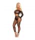 LEG AVENUE CROP TOP Y LEGGING DE REJILLA CON PEDRERaA NEGRO