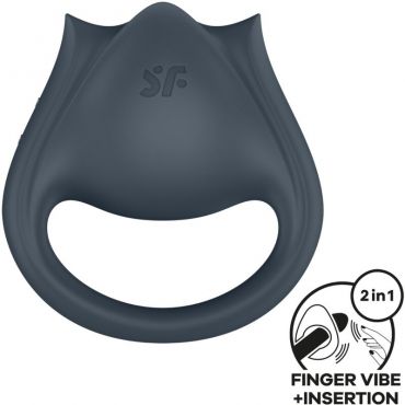 SATISFYER PERFECT PAIR 2 MULTIVIBRADOR 2 EN 1 ANILLO PARA PENE ESTIMULADOR DE DEDO GRIS
