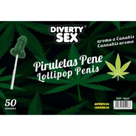 DIABLO GOLOSO 50 PIRULETAS PENE AROMA CANNABIS