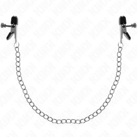 KINK PINZAS PARA PEZONES PLANAS NEGRO CON CADENA PLATEADO 34 CM