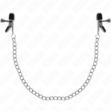 KINK PINZAS PARA PEZONES PLANAS NEGRO CON CADENA PLATEADO 34 CM
