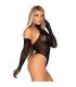 LEG AVENUE 89363 SET BODY ESPALDA ABIERTA GUANTES EXTRA LARGOS NEGRO TALLA aNICA