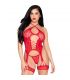 LEG AVENUE 89338 SET BODY ABIERTO CON LIGUERO TANGA DE ENCAJE ROJO TALLA aNICA