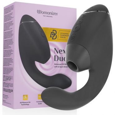 WOMANIZER DUO NEXT ESTIMULADOR VIBRADOR DUAL CLaTORIS PUNTOaG NEGRO