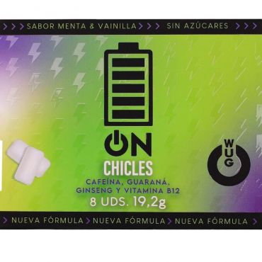 WUG on a El chicle funcional con cafeana y guarana sabor menta vainilla BLISTER 8 UDS