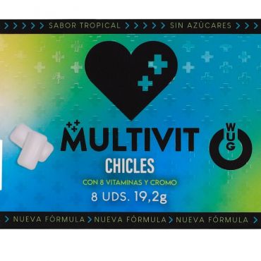 WUG multivit El chicle funcional multivitamanico sabor tropical BLISTER 8 UDS