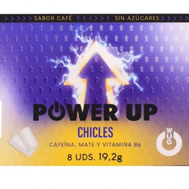 WUG power up El chicle funcional con cafeana y mate sabor cafa BLISTER 8 UDS