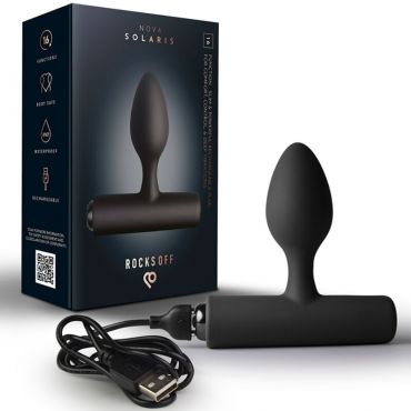 ROCKS OFF NOVA SOLARIS PLUG ANAL FINO RECARGABLE 16 FUNCIONES NEGRO